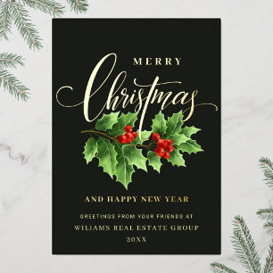 Frohe Weihnachten Firmengrüße Gold Folien Feiertagskarte