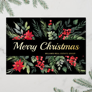 Frohe Weihnachten Firmengrüße Gold Folien Feiertagskarte