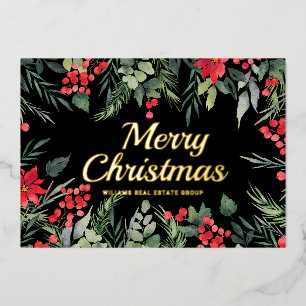 Frohe Weihnachten Firmengrüße Gold Folien Feiertagskarte