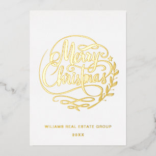 Frohe Weihnachten Firmengrüße Gold Folien Feiertagskarte