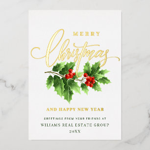 Frohe Weihnachten Firmengrüße Gold Folien Feiertagskarte