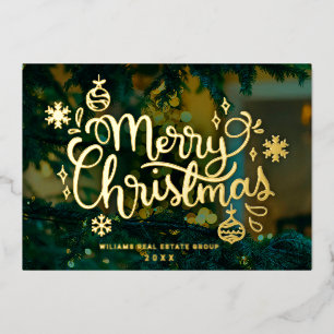 Frohe Weihnachten Firmengrüße Gold Folien Feiertagskarte