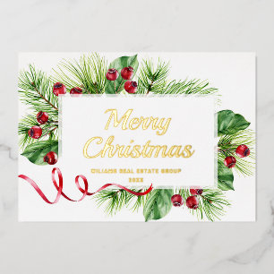 Frohe Weihnachten Firmengrüße Gold Folien Feiertagskarte