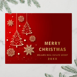 Frohe Weihnachten Firmengrüße Gold Folien Feiertagspostkarte