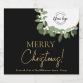 Frohe Weihnachten Firmenlogo Wreath Holiday Schaumweinetikett (Einzelnes Label)