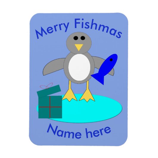Frohe Weihnachten Fischen Pinguin Custom Magnet (Vertikal)