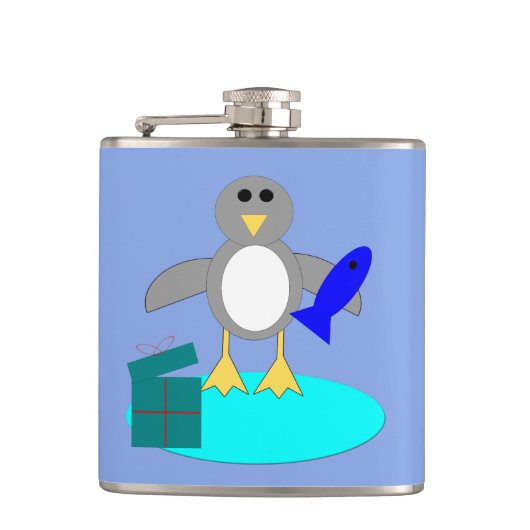 Frohe Weihnachten Fischen Pinguin Flasche Flachmann (Vorderseite)