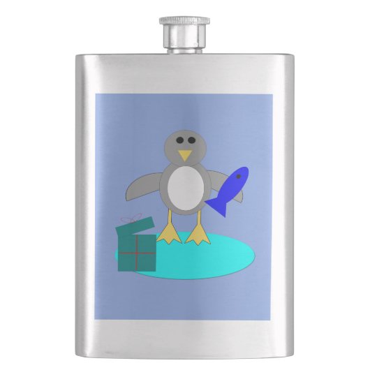 Frohe Weihnachten Fischen Pinguin Flaschen Flachmann (Vorderseite)