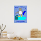 Frohe Weihnachten Fischen Pinguin Poster (Küche)