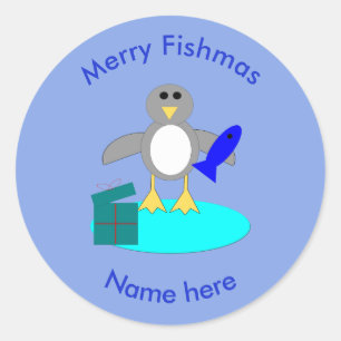 Frohe Weihnachten Fischen Pinguin Stickers