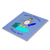 Frohe Weihnachten Fischen Pinguin Tile Fliese (Seite)
