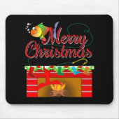 Frohe Weihnachten Fischer Strumpf Mousepad (Vorne)