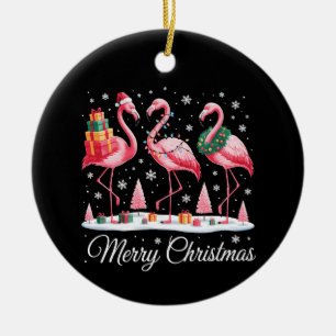 Frohe Weihnachten Flamingo Licht Weihnachtsmann Hu Keramik Ornament