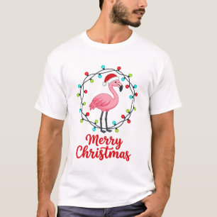 Frohe Weihnachten Flamingo Lichter T-Shirt