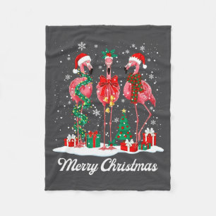 Frohe Weihnachten Flamingo Santa Hut Weihnachtslic Fleecedecke
