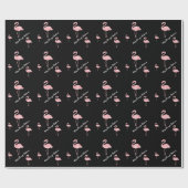 Frohe Weihnachten Flamingo Schwarz Rosa Buffalo Ka Geschenkpapier (Flach)
