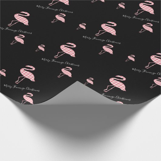 Frohe Weihnachten Flamingo Schwarz Rosa Buffalo Ka Geschenkpapier (Ecke)