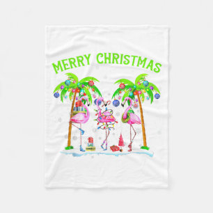 Frohe Weihnachten Flamingo Xmas Palme Baum Licht T Fleecedecke