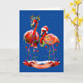 Frohe Weihnachten Flamingos Karte (Gelbe Blume)