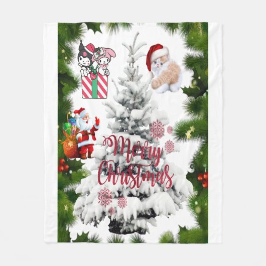 Frohe Weihnachten Fleecedecke (Vorderseite)