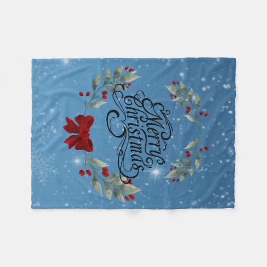 Frohe Weihnachten Fleecedecke (Vorderseite (Horizontal))