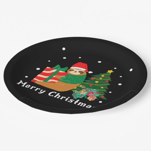 Frohe Weihnachten Flitterwochen Pappteller (Schrägansicht)