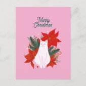 Frohe Weihnachten Floral Cat Postkarte (Vorderseite)
