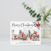 Frohe Weihnachten | Floral Change of Address Foto (Stehend Vorderseite)