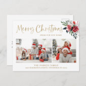 Frohe Weihnachten | Floral Change of Address Foto (Vorne/Hinten)