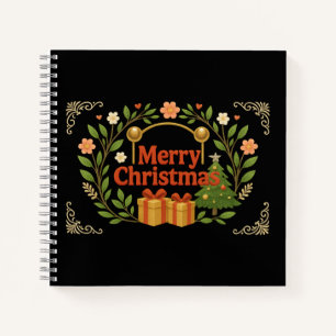 Frohe Weihnachten floral Geschenk Spiral-Notebook Notizblock