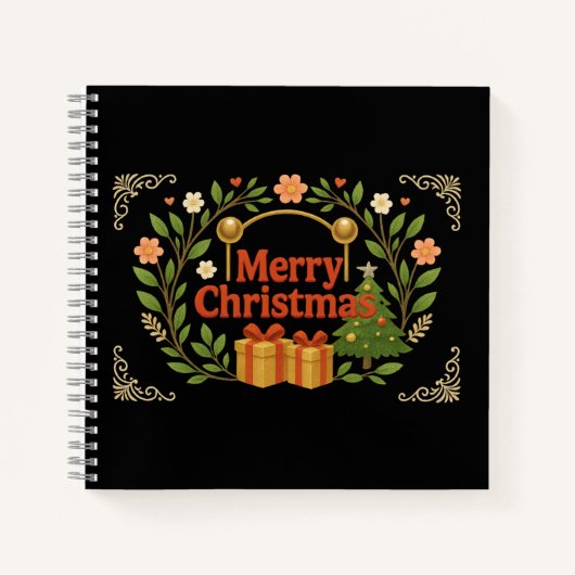 Frohe Weihnachten floral Geschenk Spiral-Notebook Notizblock (Vorderseite)