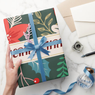 Frohe Weihnachten Floral Geschenkpapier