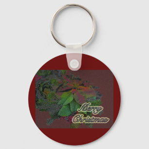 Frohe Weihnachten Floral Poinsettia Serie Schlüsselanhänger