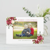 Frohe Weihnachten Floral Watercolor Foto (Stehend Vorderseite)