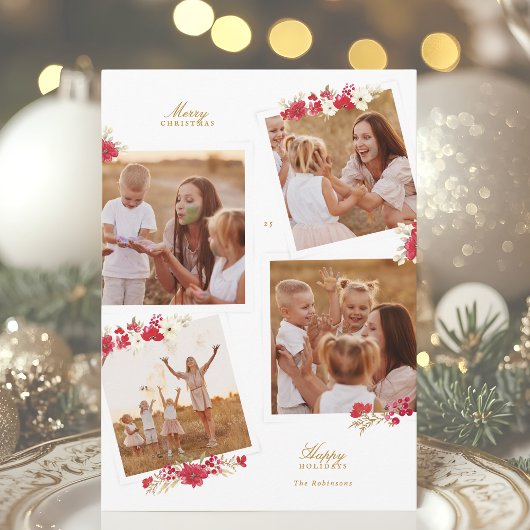 frohe Weihnachten florale botanische Multi-Foto gl