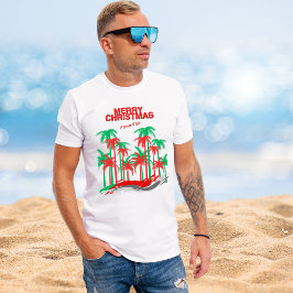 Frohe Weihnachten Florida Stil Rote Grüne Palmen B T-Shirt