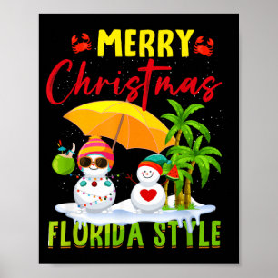 Frohe Weihnachten Florida Style Schneemann Sommer Poster