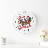 Frohe Weihnachten Flying Santa Sleigh Rentier Große Wanduhr (Zuhause)