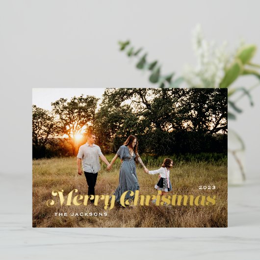 Frohe Weihnachten Folien Feiertagskarte (Stehend vorne)