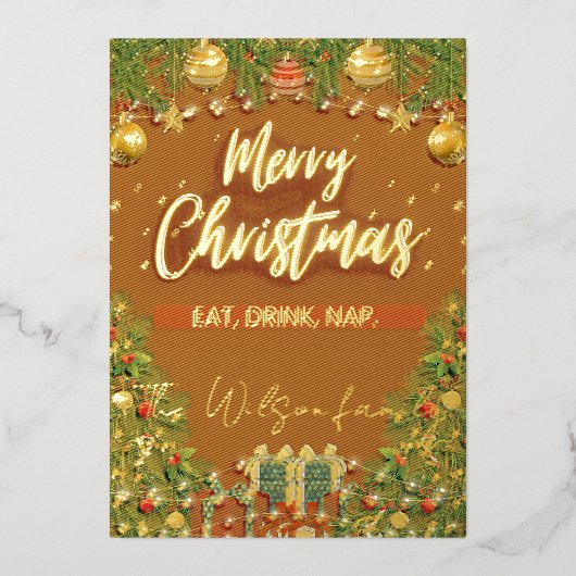 Frohe Weihnachten Folien Feiertagskarte (Vorderseite)