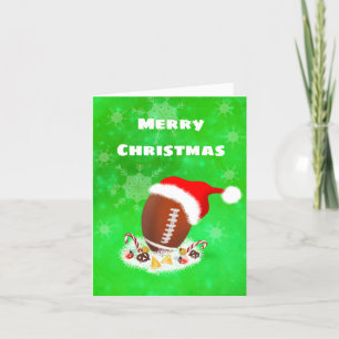 Frohe Weihnachten Football mit Santa Hut und Snack
