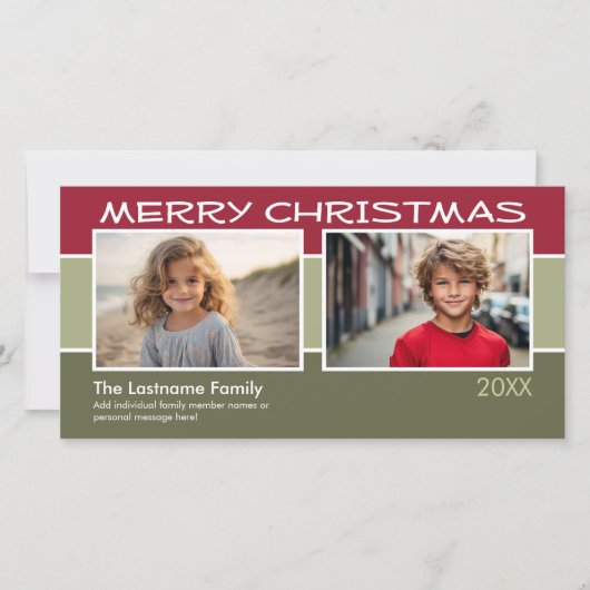 Frohe Weihnachten Foto - 2 Fotos Pastellstreifen (Vorderseite)