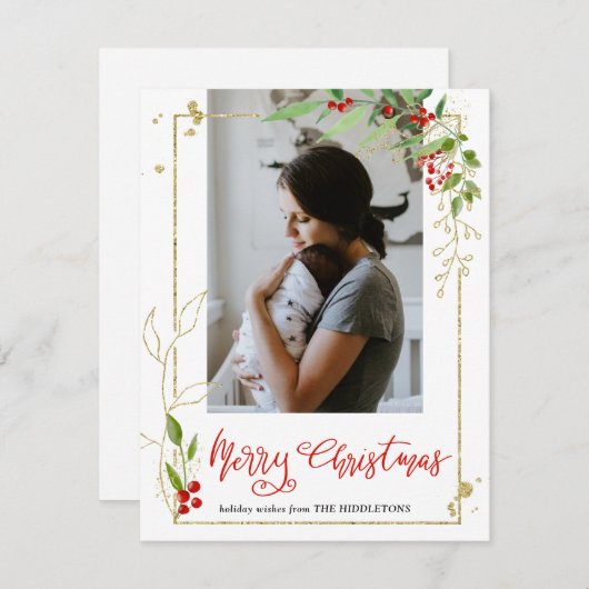 Frohe Weihnachten | Foto Berry Holly Frame Skript (Vorne/Hinten)