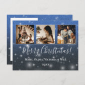 Frohe Weihnachten Foto Blue Glitzer (Vorne/Hinten)