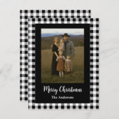 Frohe Weihnachten Foto Büffel Karo Schwarz Weiß (Vorne/Hinten)