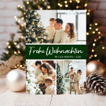Frohe Weihnachten Foto Collage<br><div class="desc">Diese fantastische 3-Foto-Urlaubskarte mit "Frohe Weihnachten!" in einem modernen Skript-Schriftart und Ihrem Familiennamen und Jahr in einem feinen,  klassischen Schriftart,  sowohl in Weiß auf dunkelgrün mit einem passenden Rücken,  ist ideal für den Versand an Ihre Familie und Freunde. Jeder wird Liebe bekommen neue Fotos Ihrer Familie!</div>