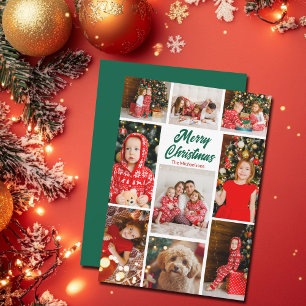 Frohe Weihnachten Foto Collage 2025 in fett grün