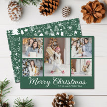 Frohe Weihnachten Foto-Collage Elegante Grüne Bäum