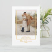 Frohe Weihnachten Foto-Collage Goldene Weihnachtsk Einladung (Stehend Vorderseite)