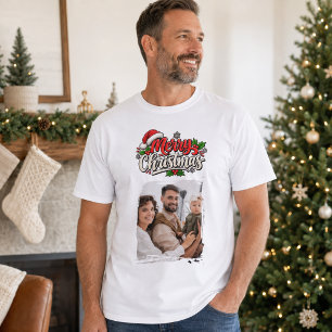 Frohe Weihnachten Foto Familie Freunde T-Shirt